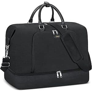 TIBES Travel Weekender Bag for Women in teal or navy with separate shoe compartment, compact size suitable for overnight trips and carry-on travel.