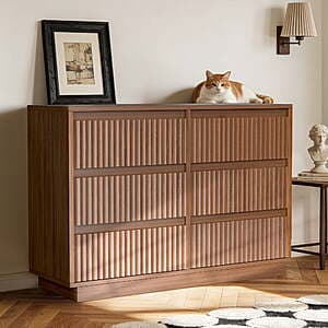 6-Drawer UPGO 44.8"x32"x15.5" Fluted Dresser $100 + Free S&H