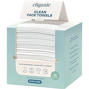 50-ct Cliganic Clean XL Disposable Hypoallergenic Face Towels $6.40 w/ Subscribe & Save