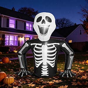 6' Ktaxon Halloween Inflatable Skeleton w/ 3 LED Lights $20