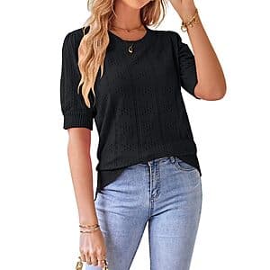 GRACE KARIN Women's Puff Short Sleeve Knit Top $7