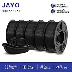 5-Pk 1KG JAYO 1.75mm PETG 3D Printer Filament (Black) $37.25 + Free S&H