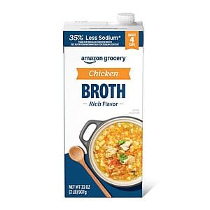 32-Oz Amazon Grocery 35% Less Sodium Chicken Broth $1.15 w/ S&S
