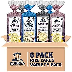 6-Pk Quaker Rice Cakes Variety (Everything Bagel, Lightly Salted & White Cheddar) $11.25 w/ Subscribe & Save