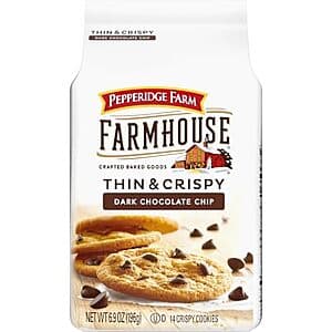 6.9-Oz Pepperidge Farm Farmhouse Thin & Crispy Dark Chocolate Chip Cookies $3.40 w/ S&S