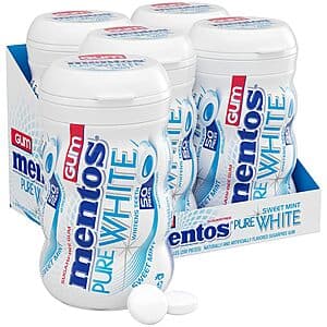 4-Pack 50-Count Mentos Pure White Sugar-Free Chewing Gum w/ Xylitol (Sweet Mint) $14 w/ S&S + Free S&H