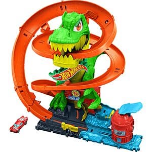 Hot Wheels Diecast City T-Rex Blaze Battle Playset (Dinosaur Nemesis) $21