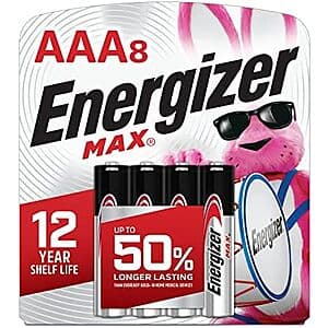 8-Count Energizer Max Alkaline AAA Batteries $3.20