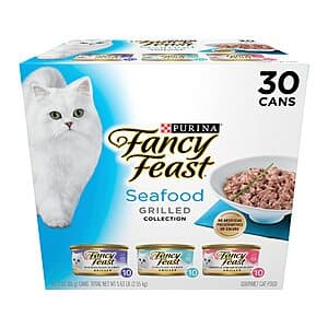 30-Pk 3-Oz Purina Fancy Feast Grilled Seafood Wet Cat Food (Variety) 2 for $29.25 w/ S&S + Free S&H