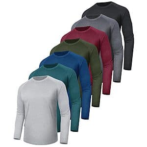 7-Pk BOOJO Men's UPF 50+ Moisture-Wicking Shirts (Large) $29