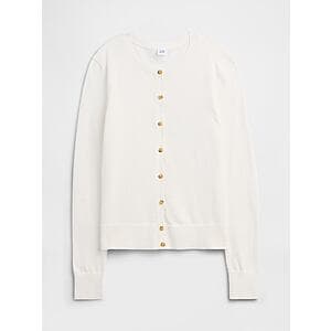 Women's Gap Soft Cotton Knit Crewneck Cardigan Sweater (Snowflake Milk) $7.65 + Free S&H