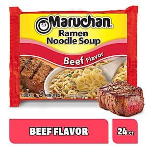 24-Pk 3oz. Maruchan Japanese Style Instant Ramen Noodle Bags (Beef Flavor) $6.70 w/ S&S