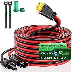 10' Bateria Power 10' 12AWG Solar Connector to XT60 Extension Cable $11.50