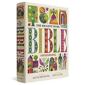 Hardcover edition of The Biggest Story Bible Storybook with illustrated cover.