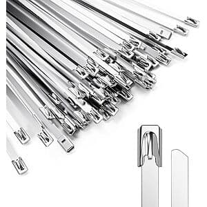 100-Ct 11.8" 304 Stainless Steel Metal Zip Ties $6