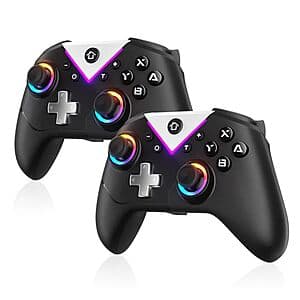 2-Pk Dinosoo RGB Wireless Bluetooth Gamepad Controller (Black) $19.50