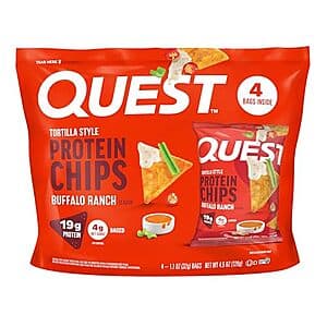 4-Pk 1.1-Oz Quest Tortilla Style Protein Chips (Buffalo Ranch) $6.20