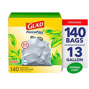 Select Locations: 120-ct & 140-ct Glad ForceFlex 13-Gallon Trash Bags (various) $11