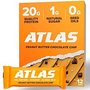 Prime Members: 12-Count Atlas Protein Bar (Peanut Butter Chocolate Chip) $11.55 w/ Subscribe & Save