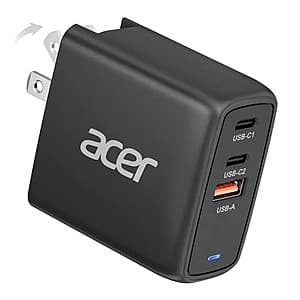 67W 3-Port Acer USB-C GaN Foldable Fast Charging Block Charger (Black) $13 + Free Shipping