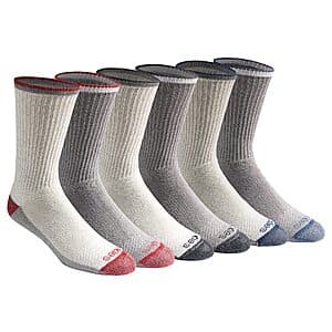 6-Pairs Dickies Men's Dri-Tech Original Moisture Control Crew Socks (Assorted, Large) $4.65