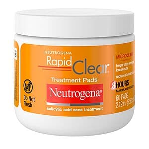 60-Ct Neutrogena Rapid Clear Maximum Strength Acne Treatment Face Cleansing Pads $3.10 w/ Subscribe & Save