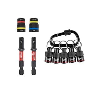 2-Pc SHOCKWAVE 2-In-1 Magnetic Nut Driver Set w/ 5-Pc Hex Bit Holder & Carabiner $18.45 + Free S&H