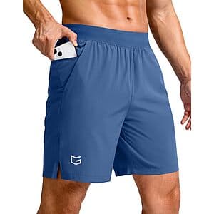 G Gradual Men's Quick-Dry Athletic Shorts w/ Flat-Elastic Waistband & Phone Pocket $13