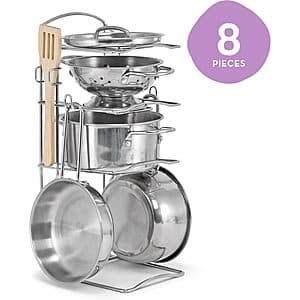 8-Pc Melissa & Doug Stainless Steel Pots & Pans Kids Kitchen Play Set $11.75