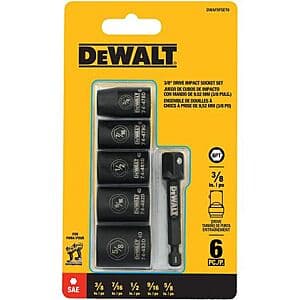 Bomgaars: 6-Pc DeWALT 3/8" Drive Impact Socket Set (SAE or Metric) $8 or Less + Free Pickup