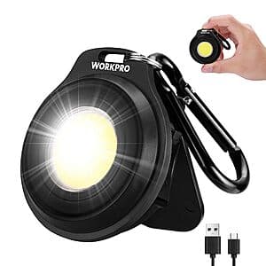 WORKPRO Rechargeable Mini COB Keychain LED Flashlight $5