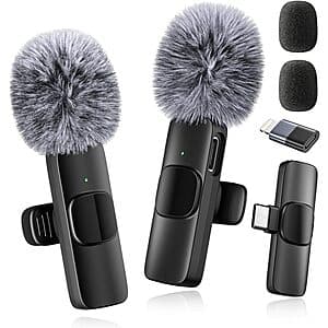 Voijump M681 USB-C / Lightning Wireless Lavalier Microphone $6.45