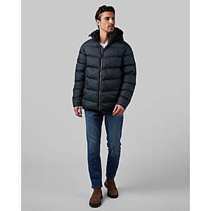 Men's black, slate, or dark storm polyester puffer jacket with heavy fill and MicroLux technology.