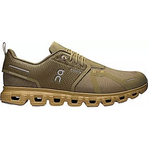 On Men's Cloud 6 waterproof sneakers in olive and safari colorway with cushioned sole and lace-up design.