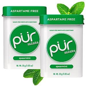 2-Pk 30-Ct PUR Sugar-Free Spearmint Mints w/ Xylitol $3.20