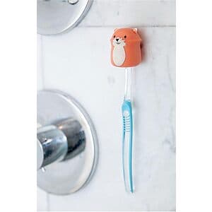 Kikkerland Toothbrush Holder w/ Suction Mount Cup (Fox or Hedgehog) $3
