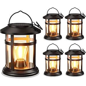 4-Pk BONLION Solar Hanging Lanterns Outdoor LED Lights (Warm White) $24 + Free S&H