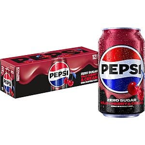 Select Locations: 12-Pk 12-Oz Pepsi Zero Sugar Wild Cherry & Cream Cola $4.45