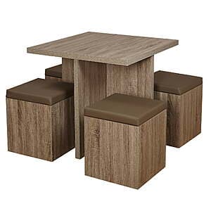 5-Piece Mainstays Dexter Dining Set (Table + 4 Storage Ottomans, Taupe) $140 + Free Shipping