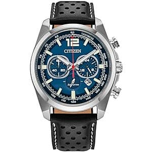 Citizen Men's Eco-Drive Sport 41mm Chronograph Watch (Blue Dial w/ Black Leather Band) $196.85 + Free S&H