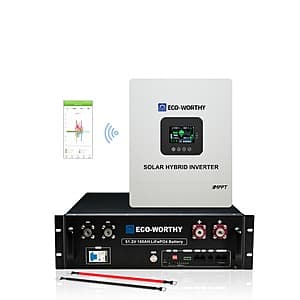 Eco-Worthy 5120Wh Backup Power 48V 100Ah LiFePO4 Battery + 5000W Hybrid Inverter $1100 + Free Shipping