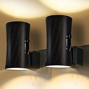 2-Pk Kkup2u LED Dimmable Wall Plug Night Lights w/ Light Sensor (3000K/5000K, Black) $5
