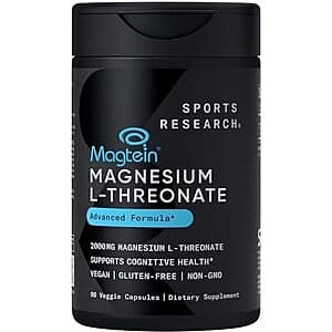 Select Accts: 90-Ct Sports Research Magtein 2000mg Magnesium L-Threonate Capsules $12 w/ S&S