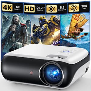Happrun Native 1080p Bluetooth Projector $30 + Free S&H