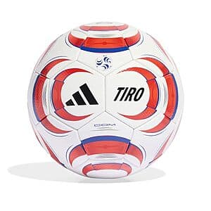 adidas 2026 Tiro Competition Soccer Ball (Size 4, White/Black/Lucid Red) $21.10