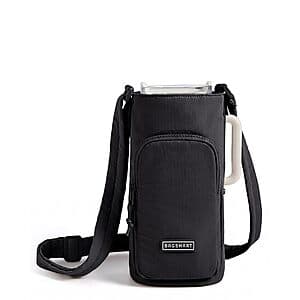 Quilted Bagsmart crossbody water bottle bag with adjustable strap, available in Black or Ivory, featuring ultra-strong magnets and two zippered compartments.