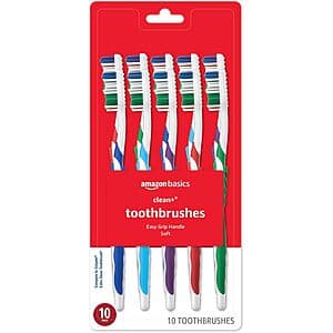Select Accounts: 10-Count Amazon Basics Clean+ Toothbrushes (Soft) $3.65 w/ Subscribe & Save