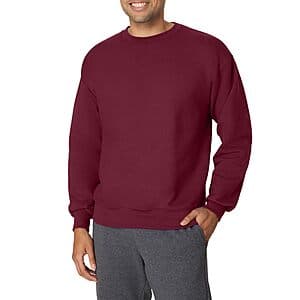 Hanes heavyweight fleece crewneck sweatshirt for men in various solid colors.