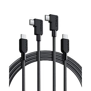 2-Pack 6' Anker 240W USB-C 90-Degree Right Angle Braided Charging Cable (Black) $10