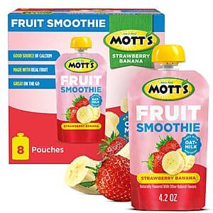 8-Pack 4.2-Oz Mott's Fruit Smoothie (Strawberry Banana or Vanilla Peach) $6 w/ Subscribe & Save